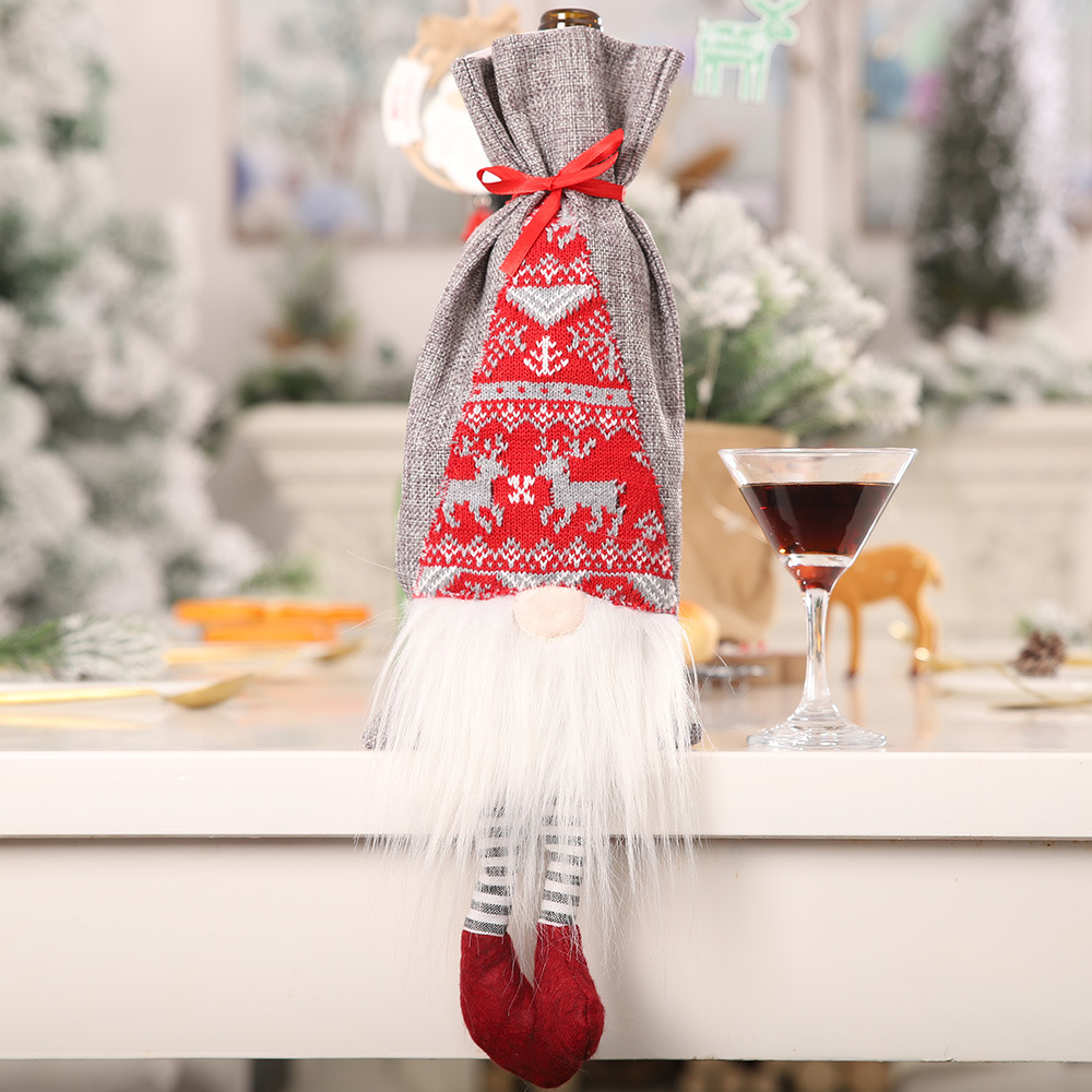 Christmas Decoration Supplies Rudolph Bottle Set Santa Red Wine Set Without Face Wine Bag